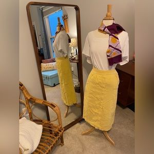 Vintage YELLOW corduroy secretary skirt